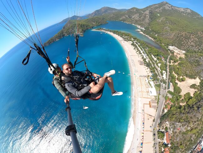 Babadağ paragliding flight with Ölüdeniz lagoon view