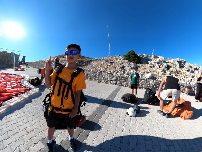 Babadağ paragliding takeoff in Ölüdeniz safe flight conditions and aerial view